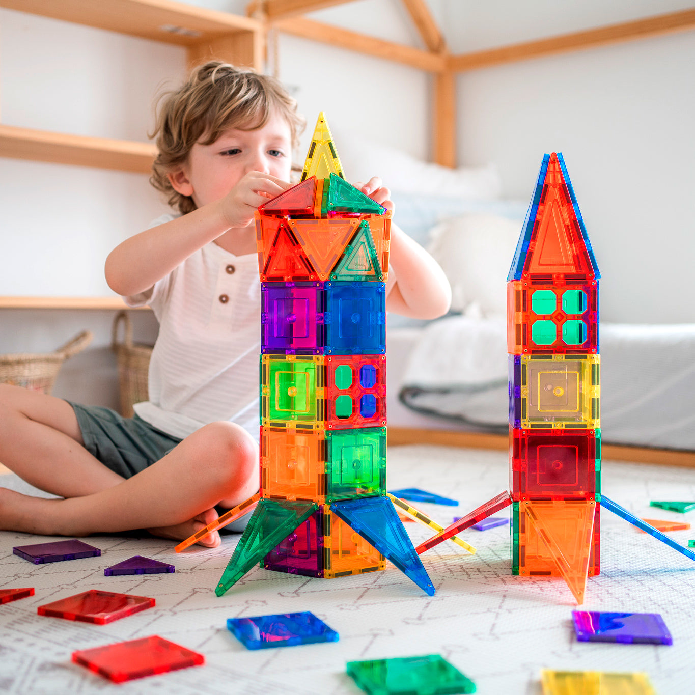 Learn & Grow Magnetic Tiles - Base Pack (64 Pieces)
