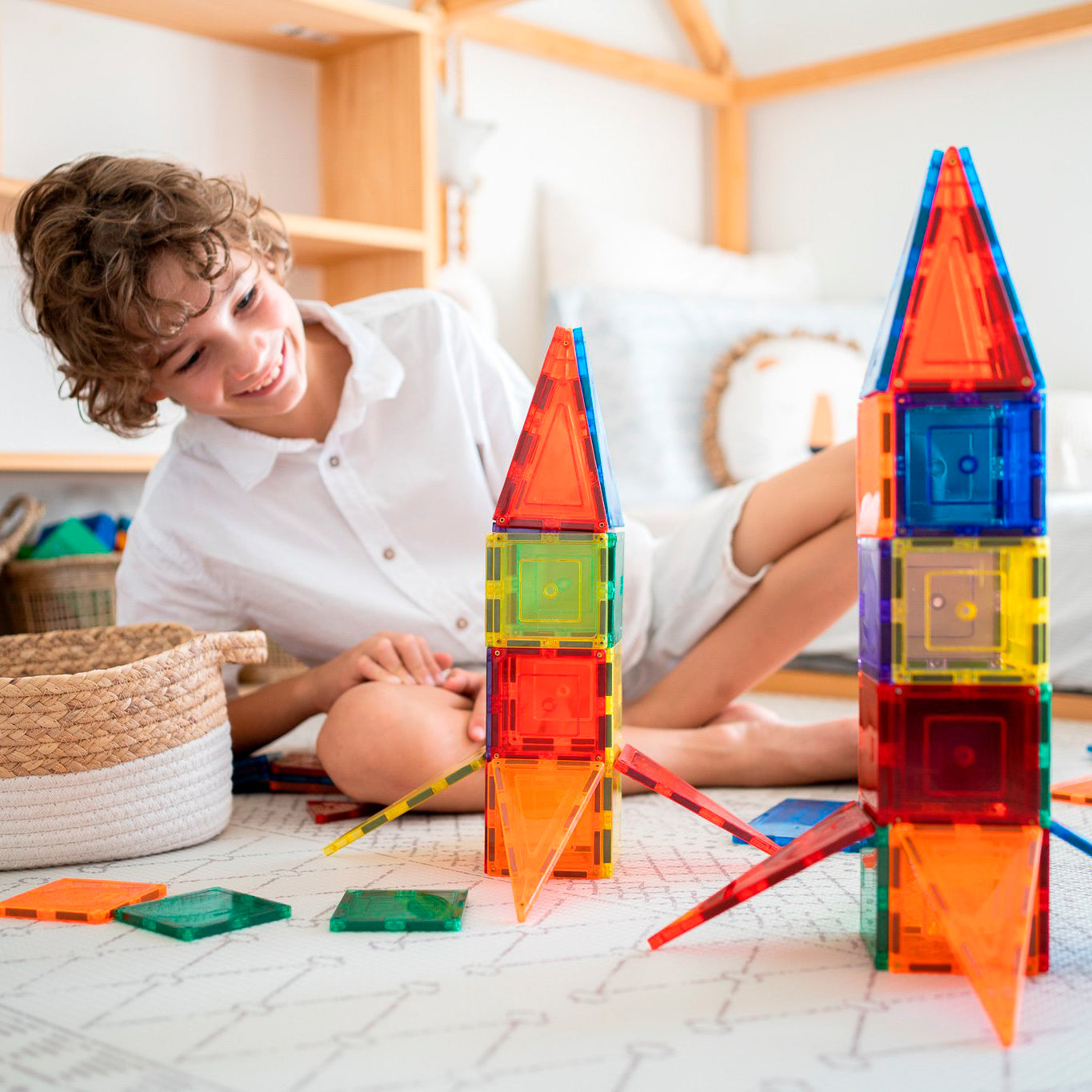 Learn & Grow Magnetic Tiles - Base Pack (64 Pieces)