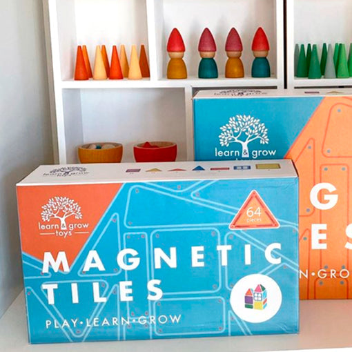 Learn & Grow Magnetic Tiles - Base Pack (64 Pieces)