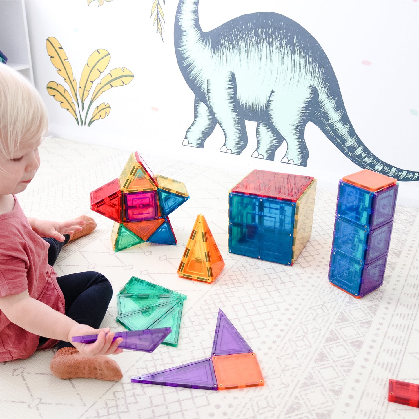 Learn & Grow Magnetic Tiles - Base Pack (64 Pieces)
