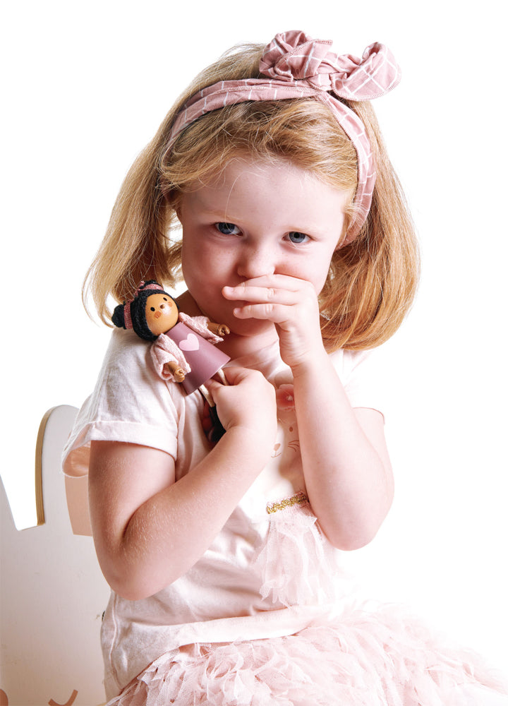 Ayana & Her Cat - Wooden Doll