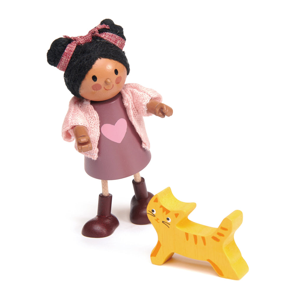 Ayana & Her Cat - Wooden Doll