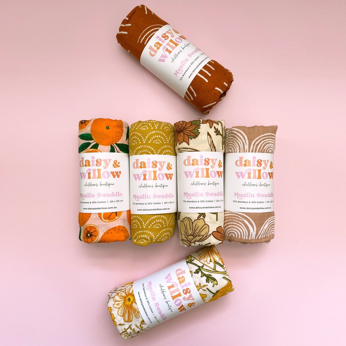 Muslin Baby Swaddle - Rust Rainbow