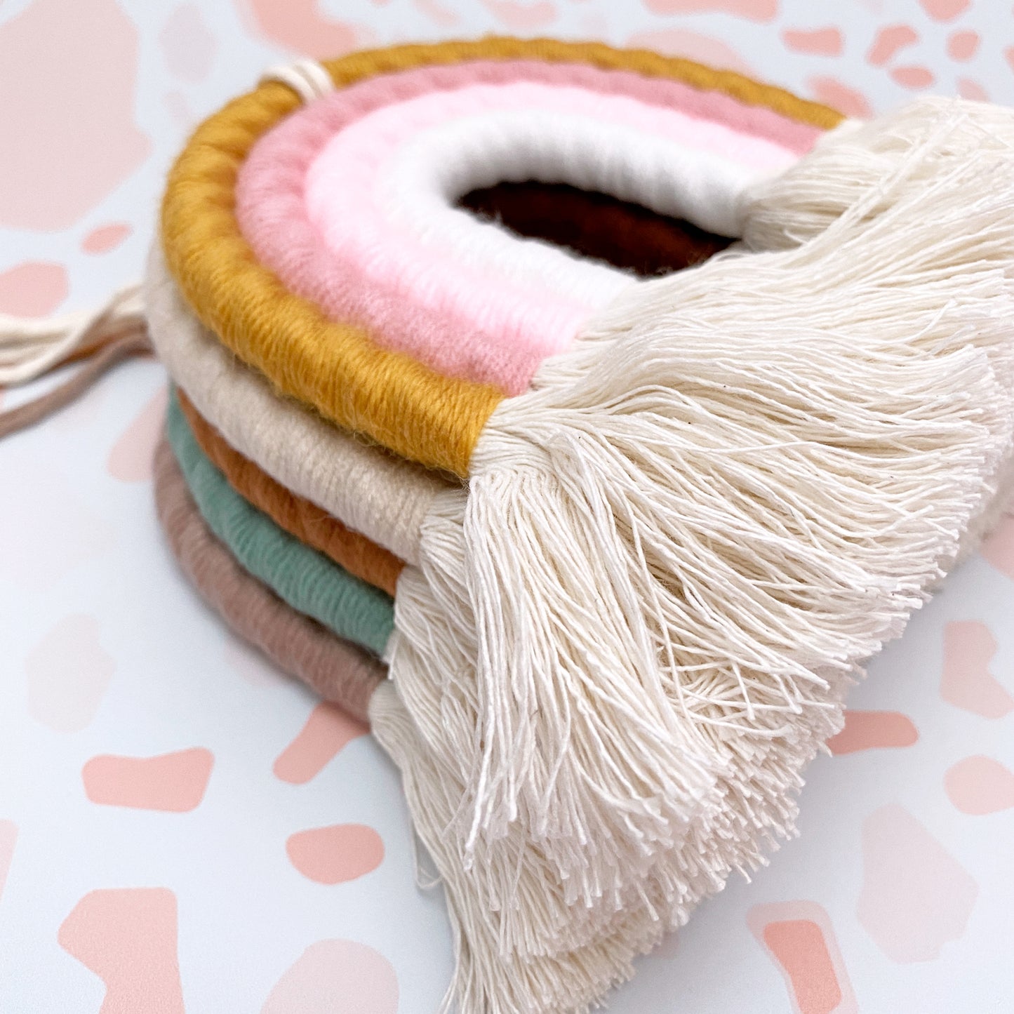 Boho Rainbow Macrame Wall Hanging - Brown & Grey