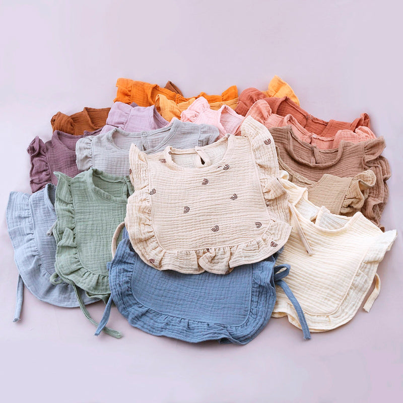 Nellie Ruffle Frill Muslin Bib