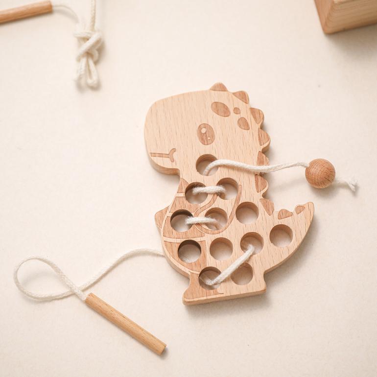 Wooden Dinosaur Threading Toy