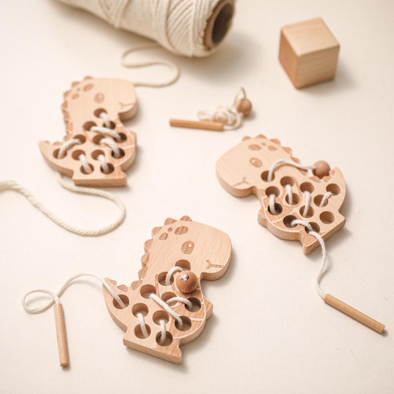 Wooden Dinosaur Threading Toy