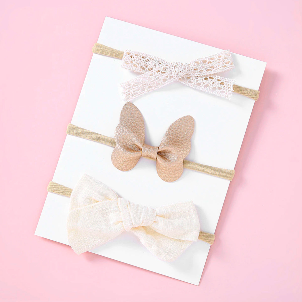 Pearl 3 Piece Bow Headband Set