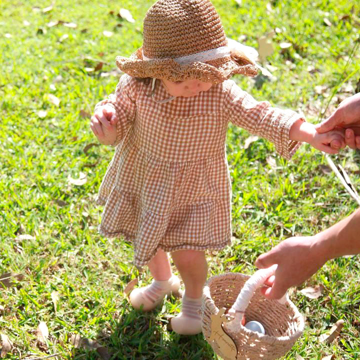 Bonnie Straw Hat with Lace Bow - Tan