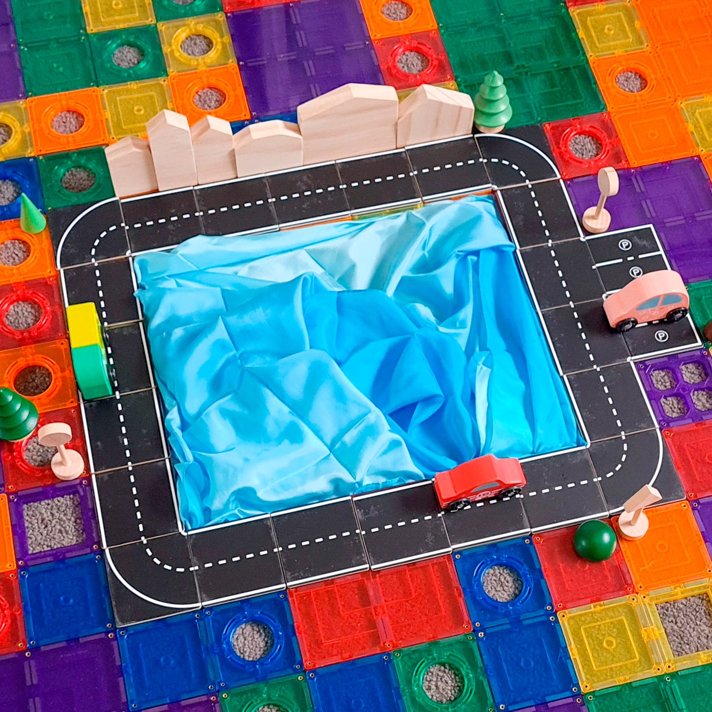 Learn & Grow Magnetic Tile Topper - Road Pack (40 Pieces)