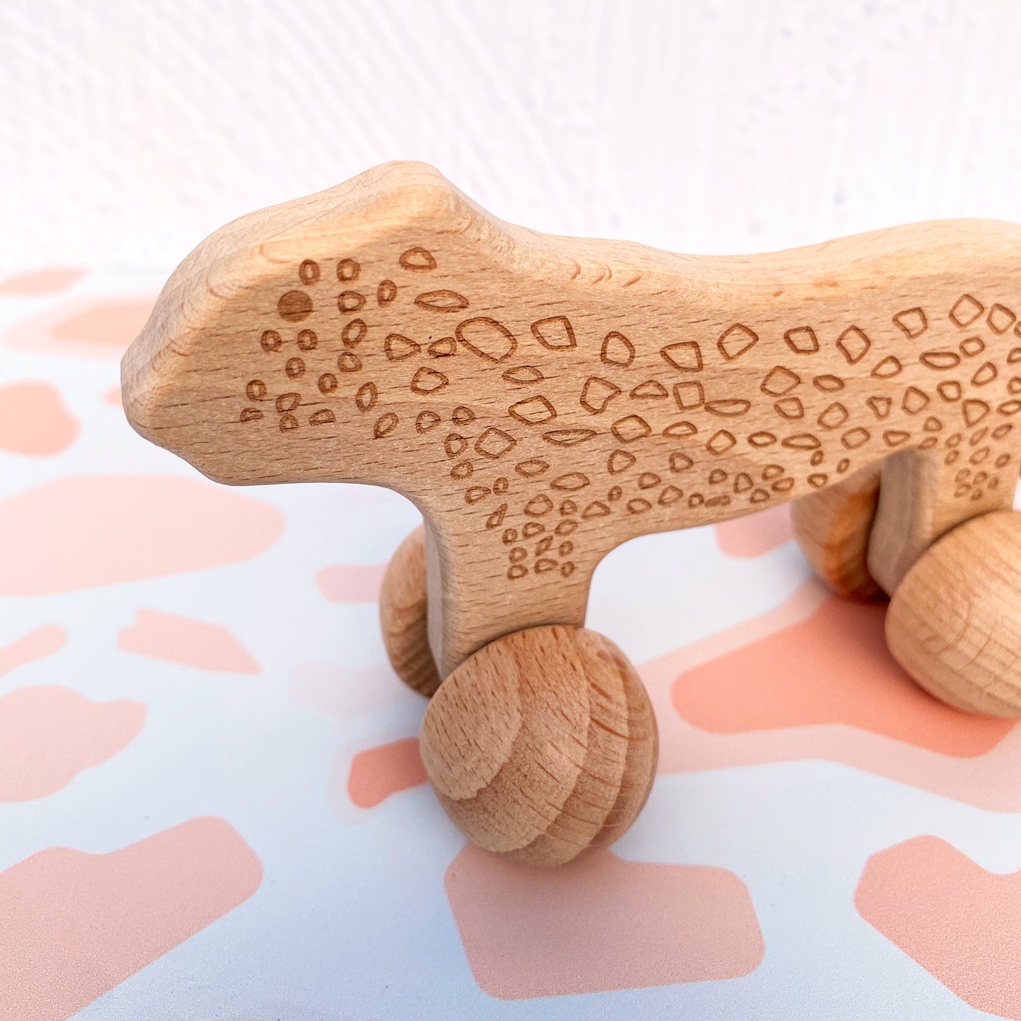Wooden Push Along Leopard Car
