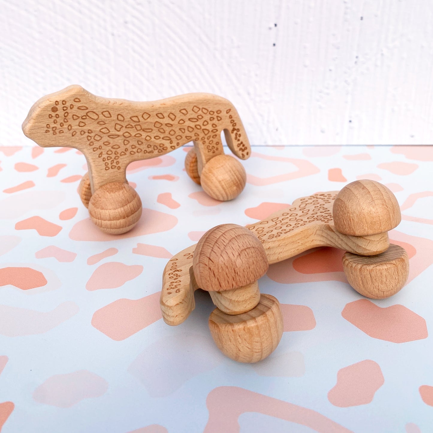 Wooden Push Along Leopard Car