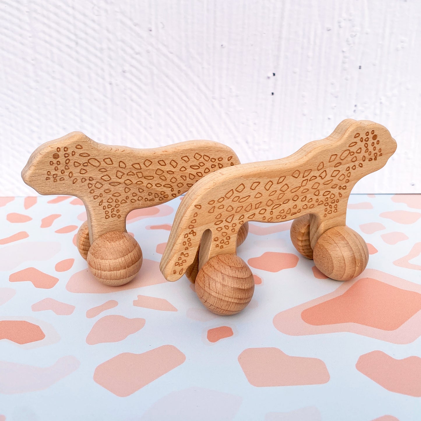 Wooden Push Along Leopard Car