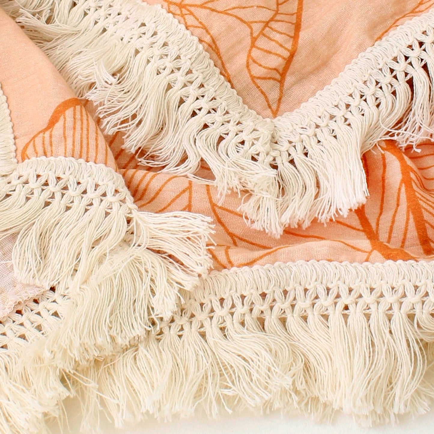 Boho Fringe Muslin Baby Swaddle - Golden Palms