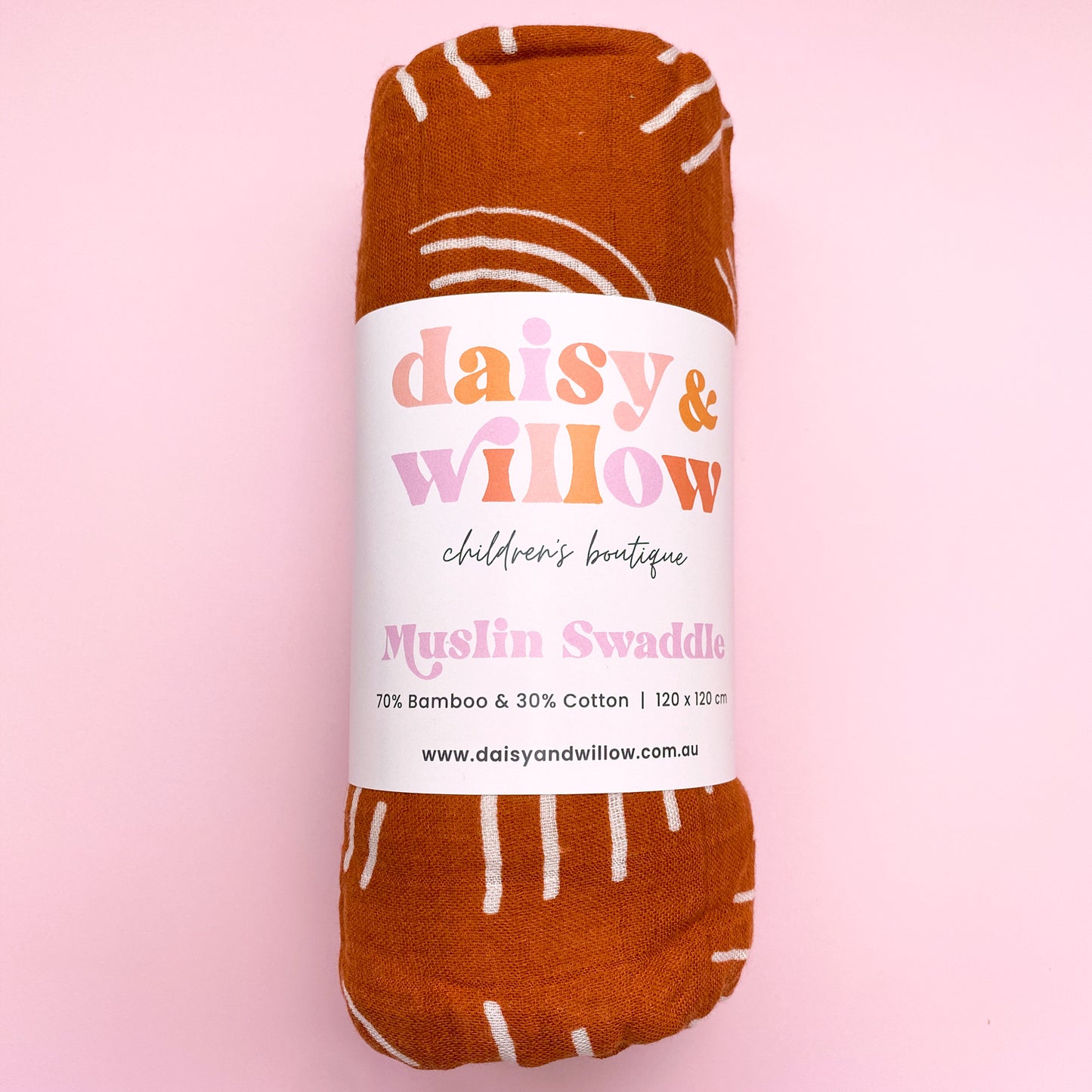 Muslin Baby Swaddle - Rust Rainbow