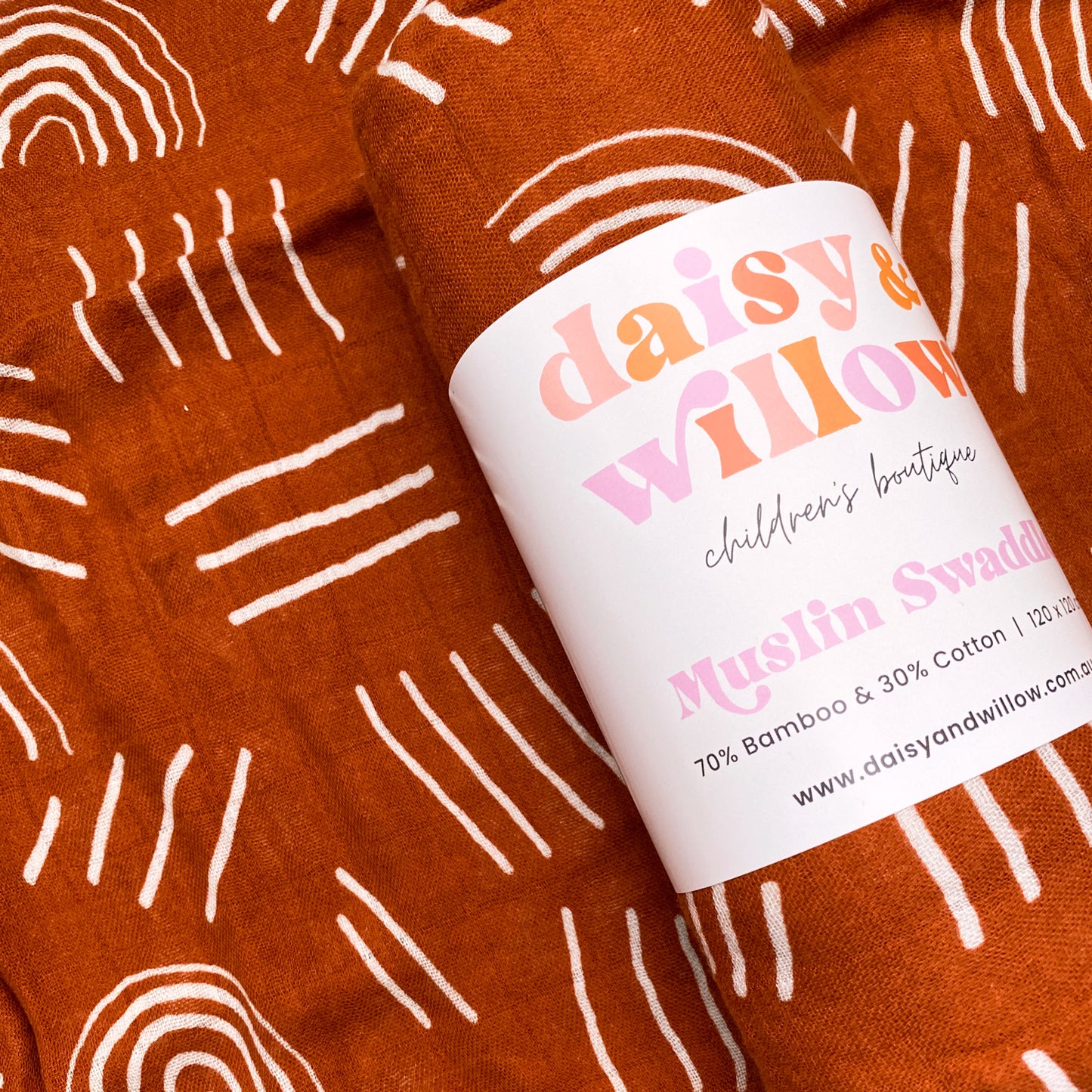 Muslin Baby Swaddle - Rust Rainbow