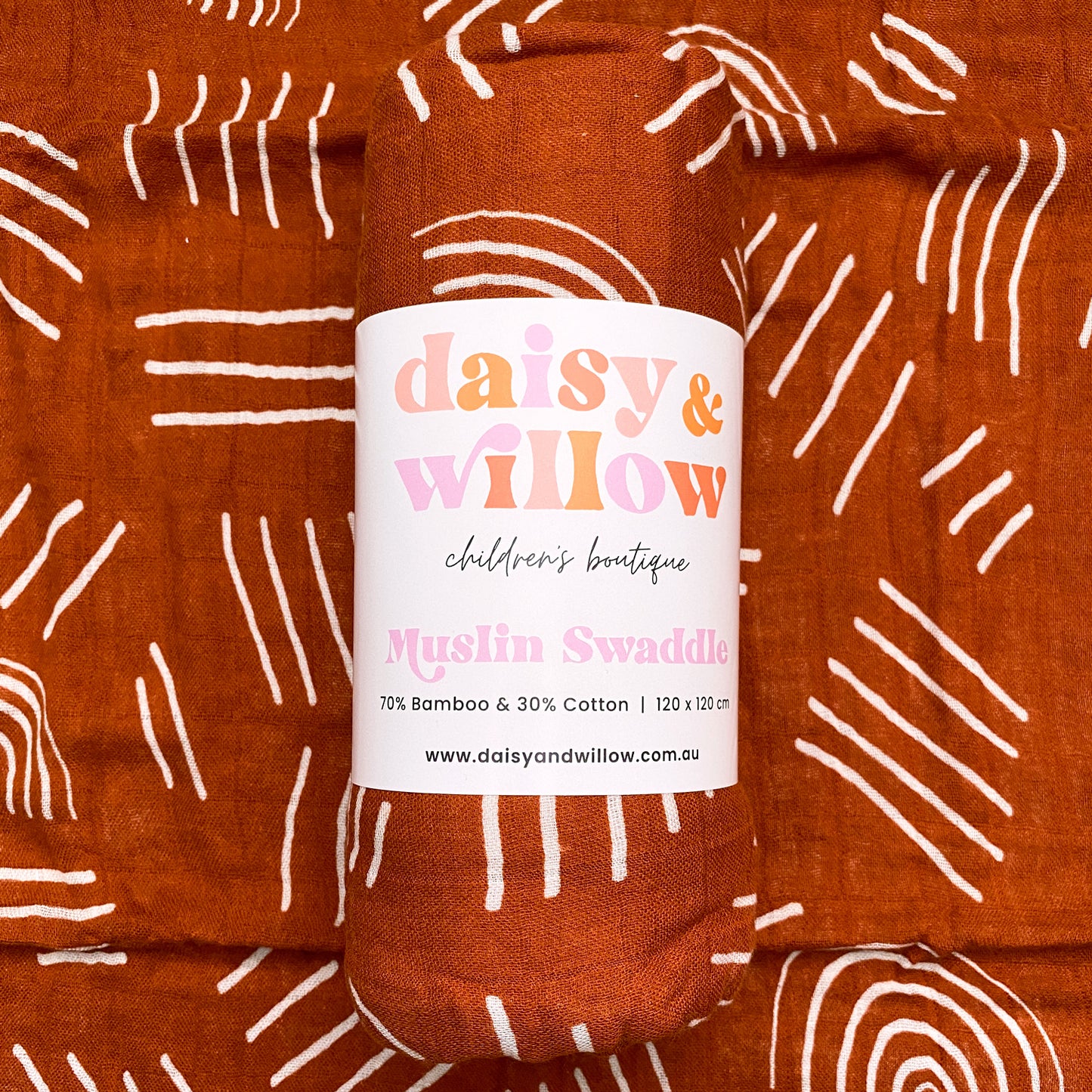 Muslin Baby Swaddle - Rust Rainbow