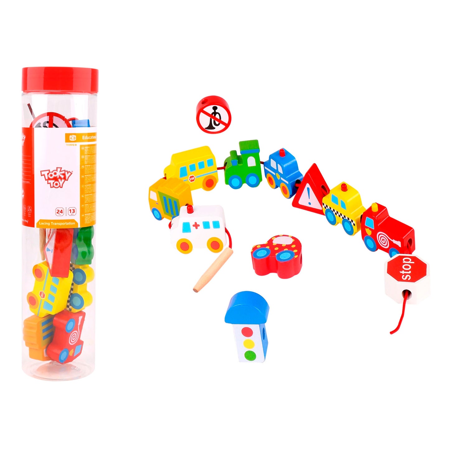 Wooden Lacing Blocks - Transportation Vehicles