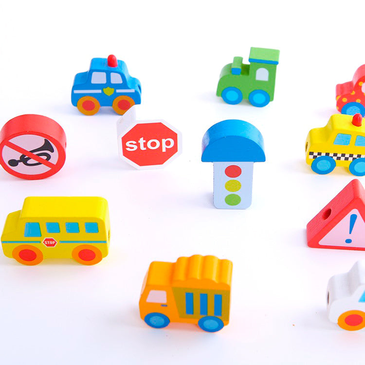 Wooden Lacing Blocks - Transportation Vehicles