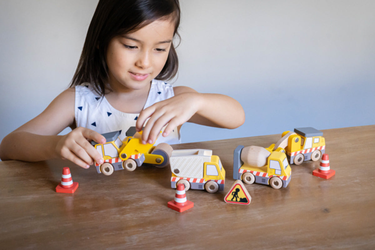 Wooden Construction Vehicles Set