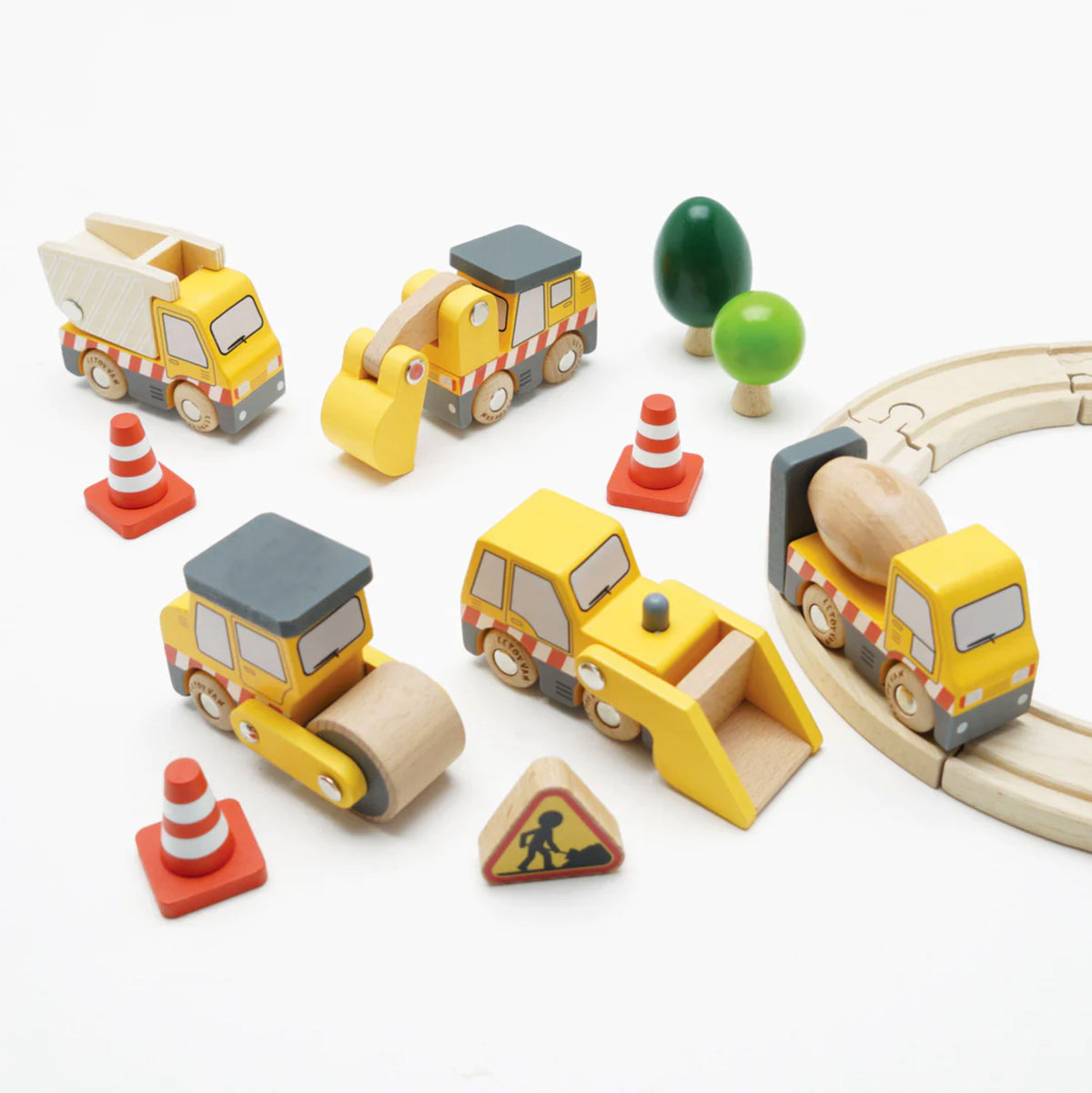 Wooden Construction Vehicles Set