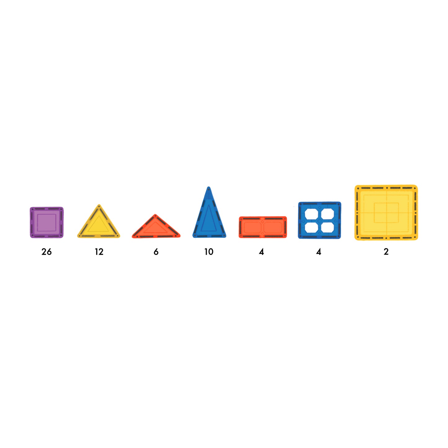 Learn & Grow Magnetic Tiles - Base Pack (64 Pieces)