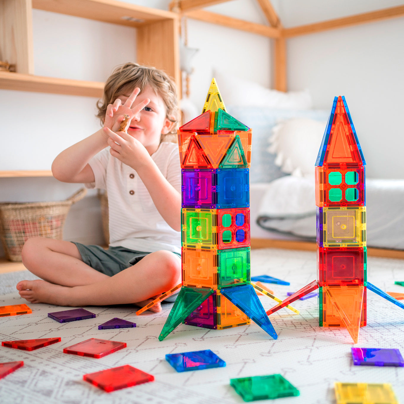 Learn & Grow Magnetic Tiles - Base Pack (64 Pieces)