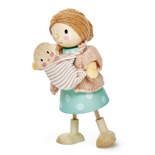 Mrs. Goodwood & Her Baby - Wooden Doll
