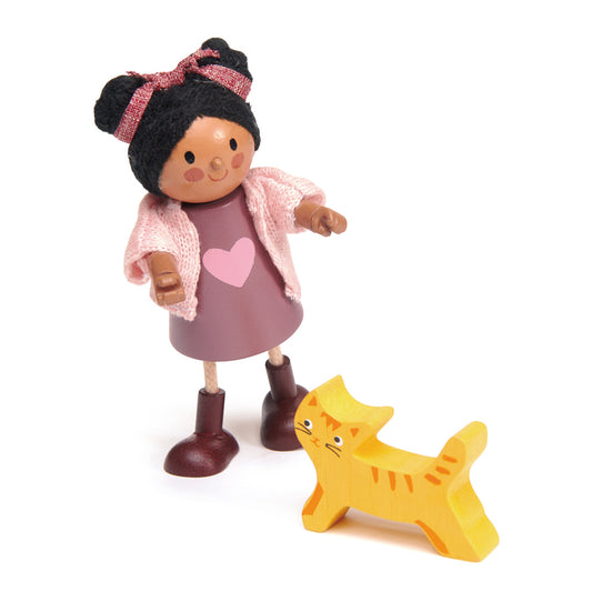 Ayana & Her Cat - Wooden Doll
