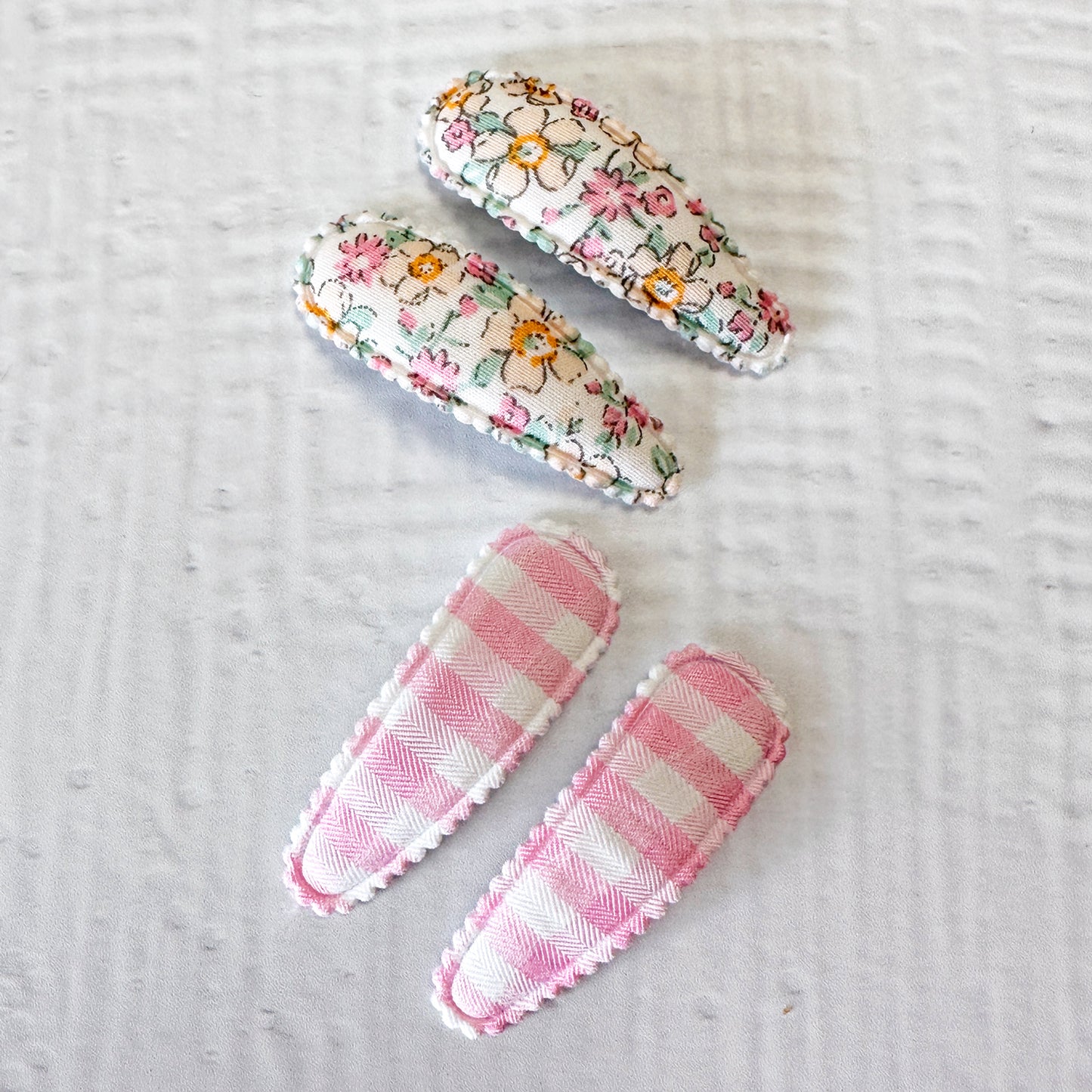 Elsie Vintage Fabric Snap Hair Clips - Set of 2