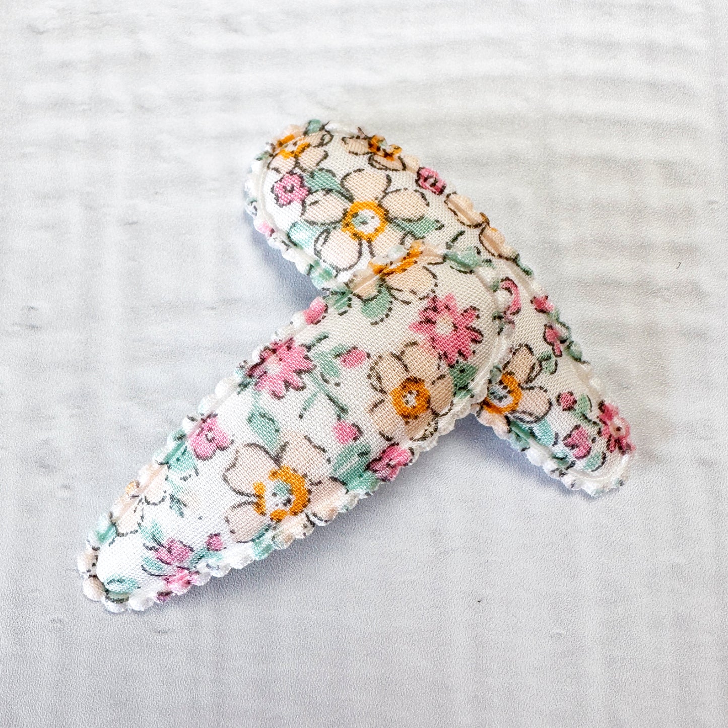 Elsie Vintage Fabric Snap Hair Clips - Set of 2