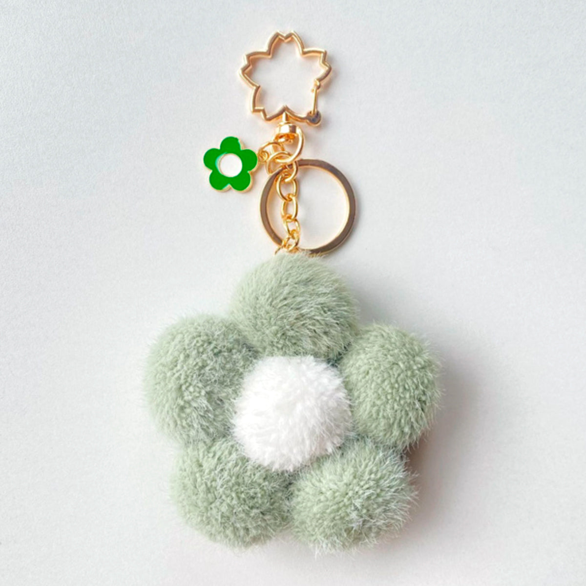 Plush Pom Pom Flower Keychain Charm
