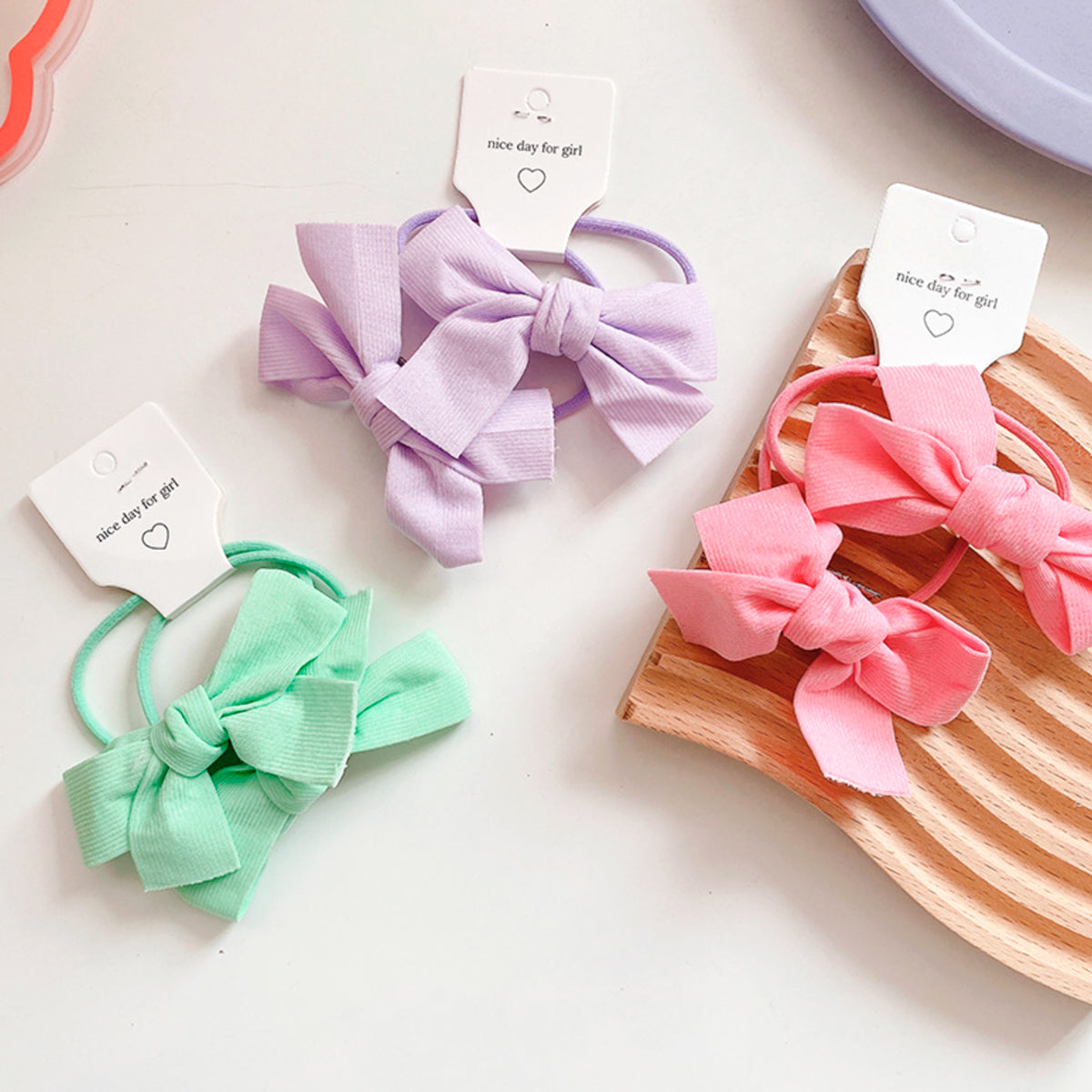 Lucy Candy Coloured Bow Hair Ties - Set of 2