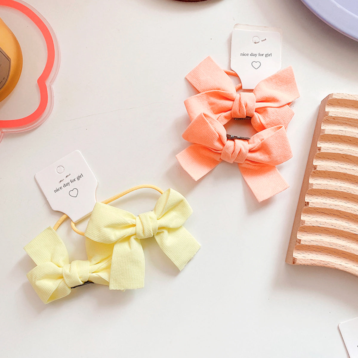 Lucy Candy Coloured Bow Hair Ties - Set of 2