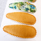 Dorothy Vintage Fabric Snap Hair Clips - Set of 6 - Mustard & Green