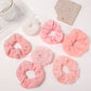 Pretty In Pink Plush Scrunchies - Set of 7
