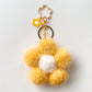Plush Pom Pom Flower Keychain Charm