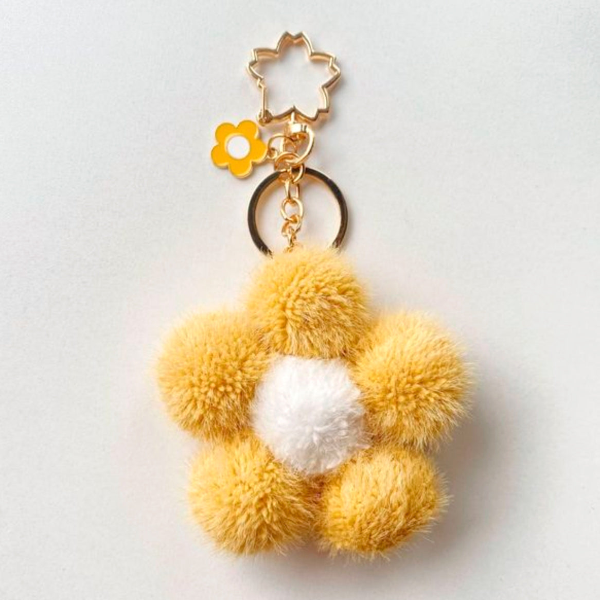 Plush Pom Pom Flower Keychain Charm