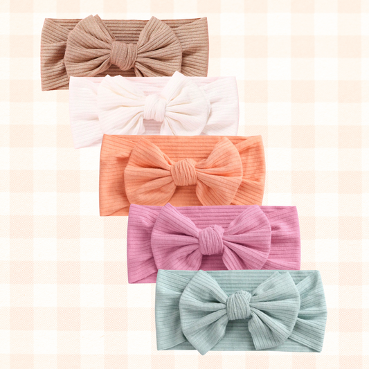 Heidi Ribbed Top Knot Bow Headband