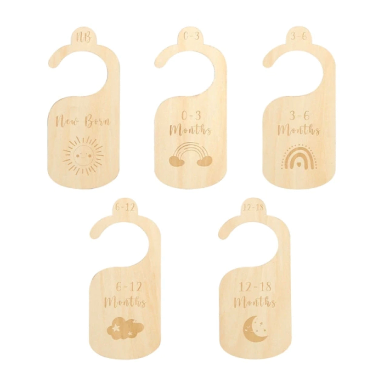 Boho Wooden Closet Dividers - Set of 5