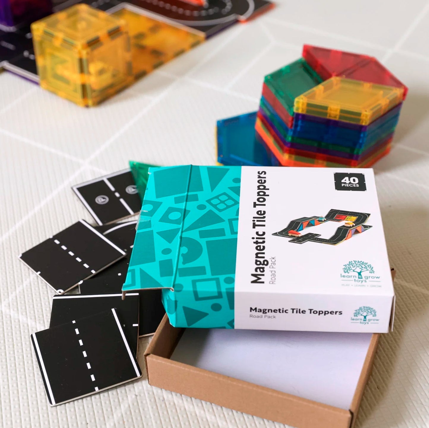 Learn & Grow Magnetic Tile Topper - Road Pack (40 Pieces)
