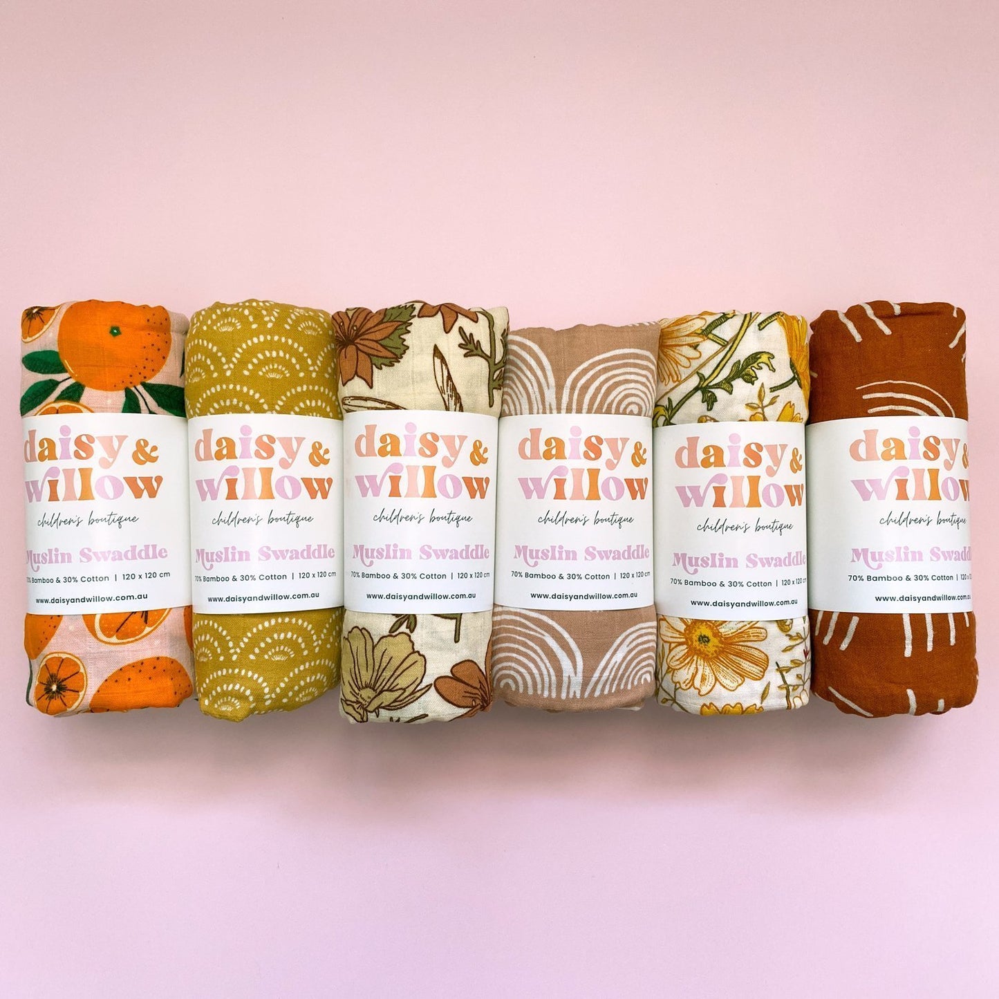 Muslin Baby Swaddle - Rust Rainbow
