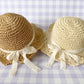 Bonnie Straw Hat with Lace Bow - Tan