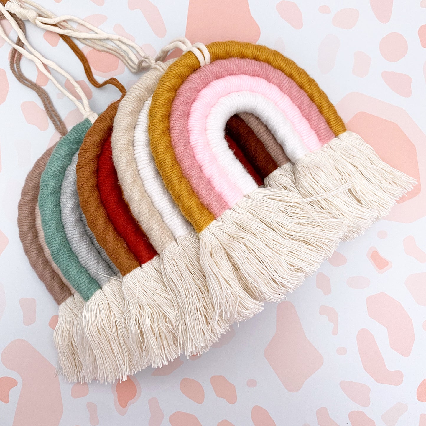 Boho Rainbow Macrame Wall Hanging - Teal & Grey