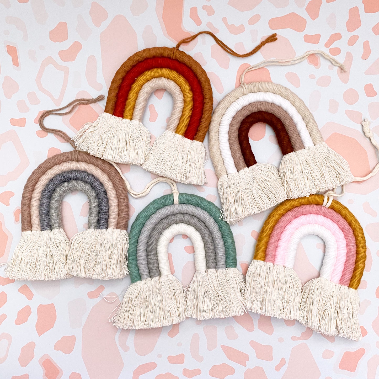 Boho Rainbow Macrame Wall Hanging - Beige & Brown