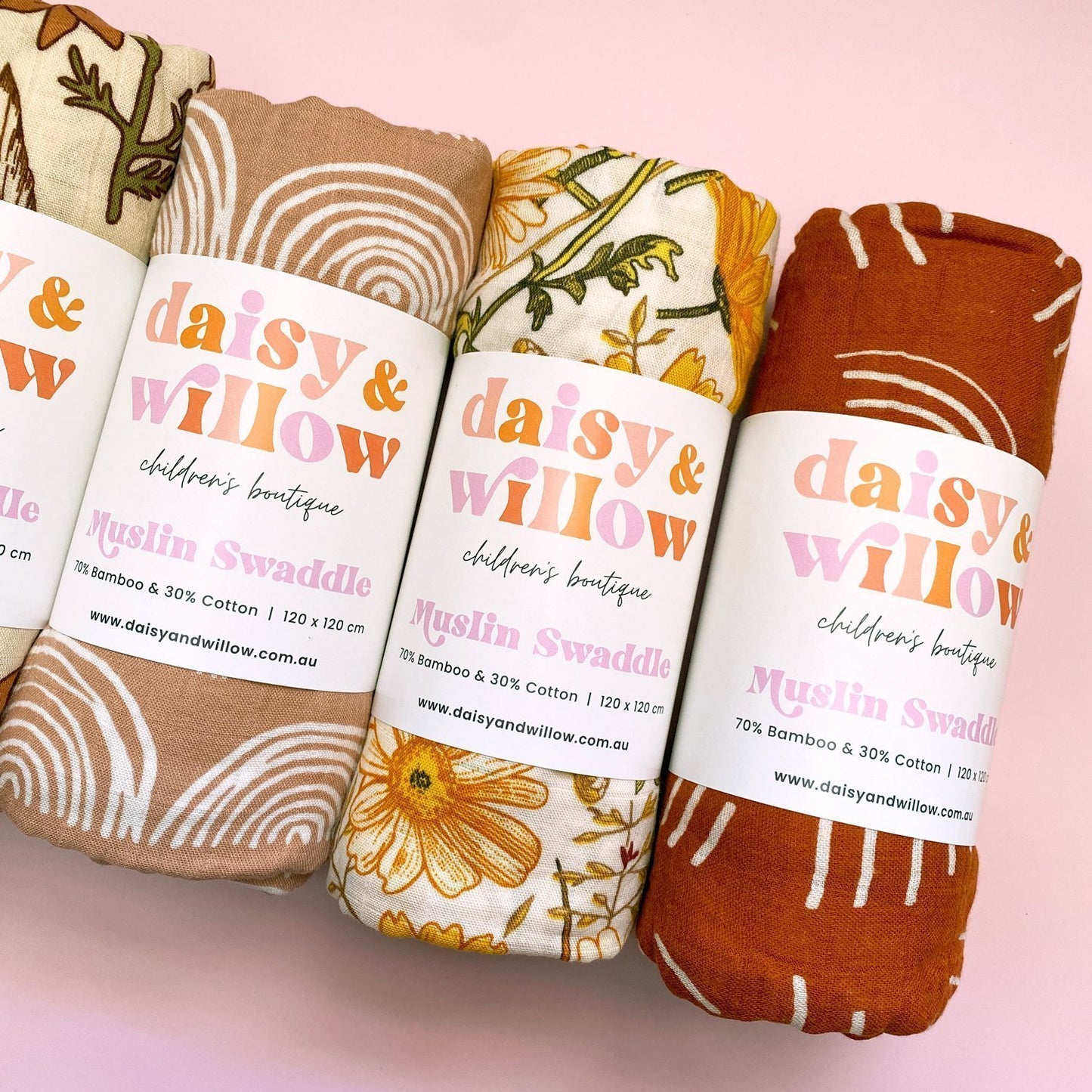 Muslin Baby Swaddle - Rust Rainbow