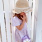 Bonnie Straw Hat with Lace Bow - Beige