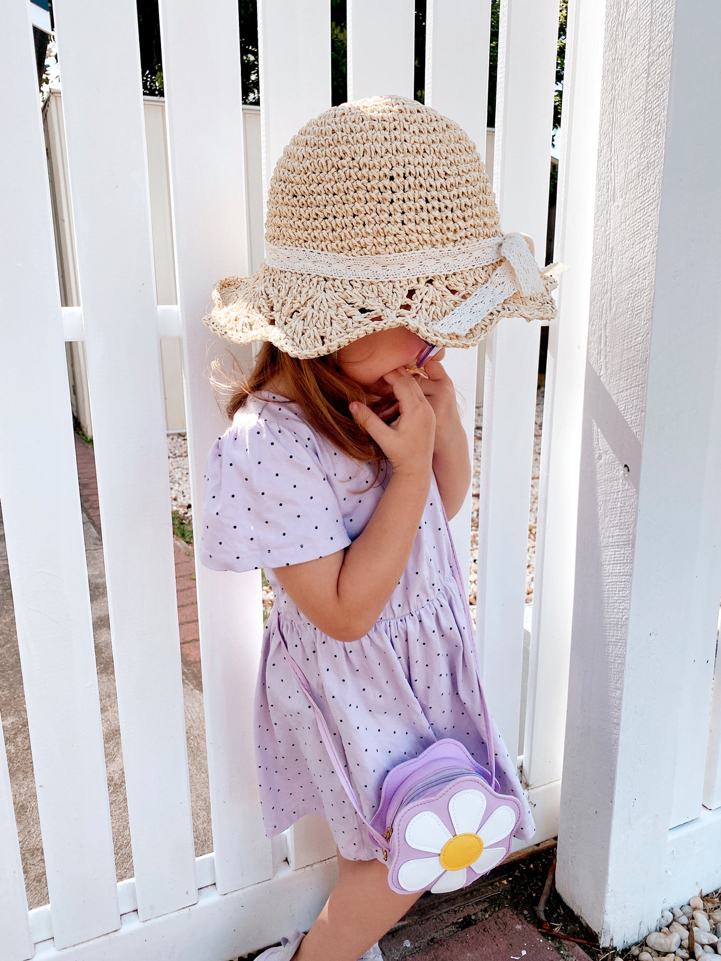 Bonnie Straw Hat with Lace Bow - Beige