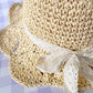 Bonnie Straw Hat with Lace Bow - Beige