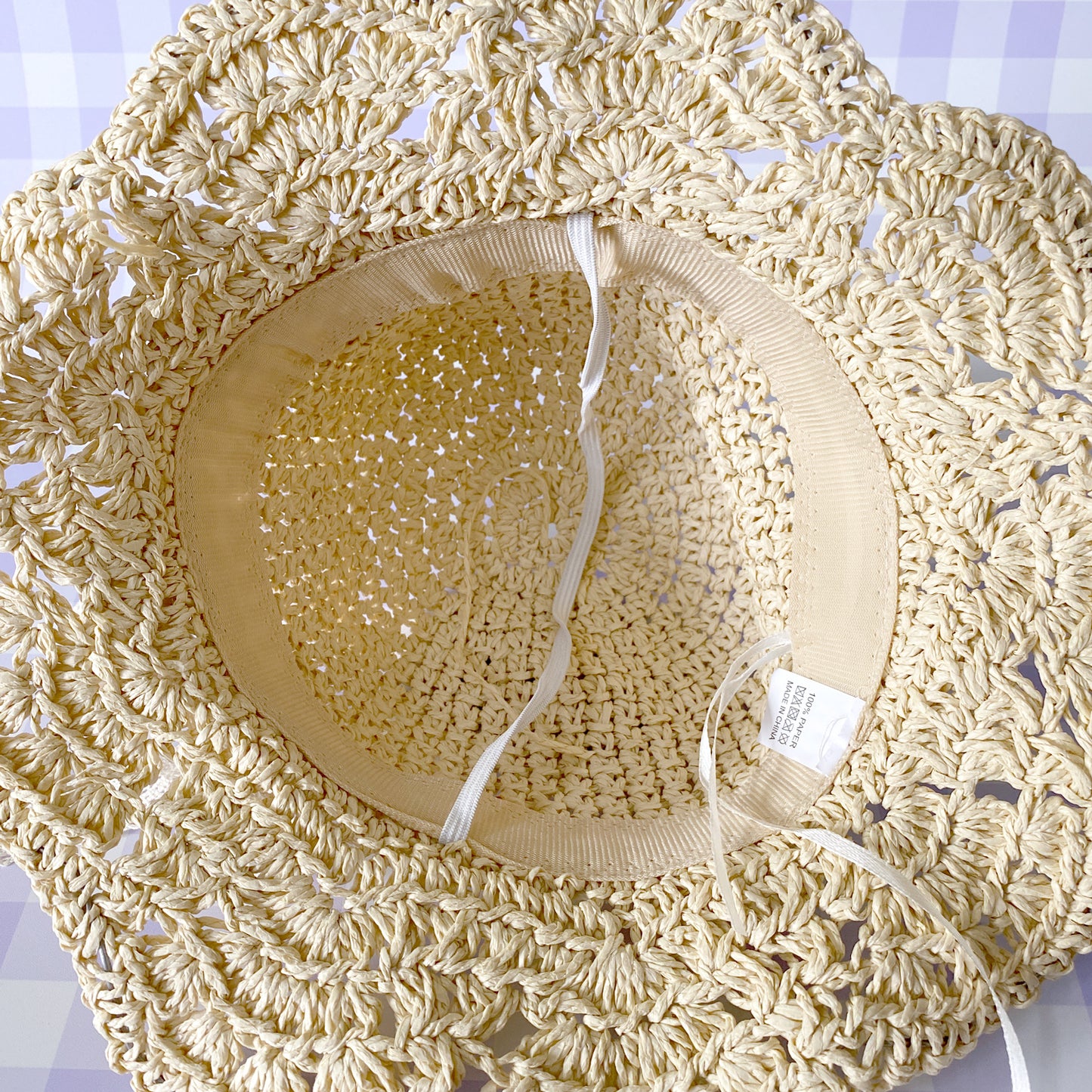 Bonnie Straw Hat with Lace Bow - Beige